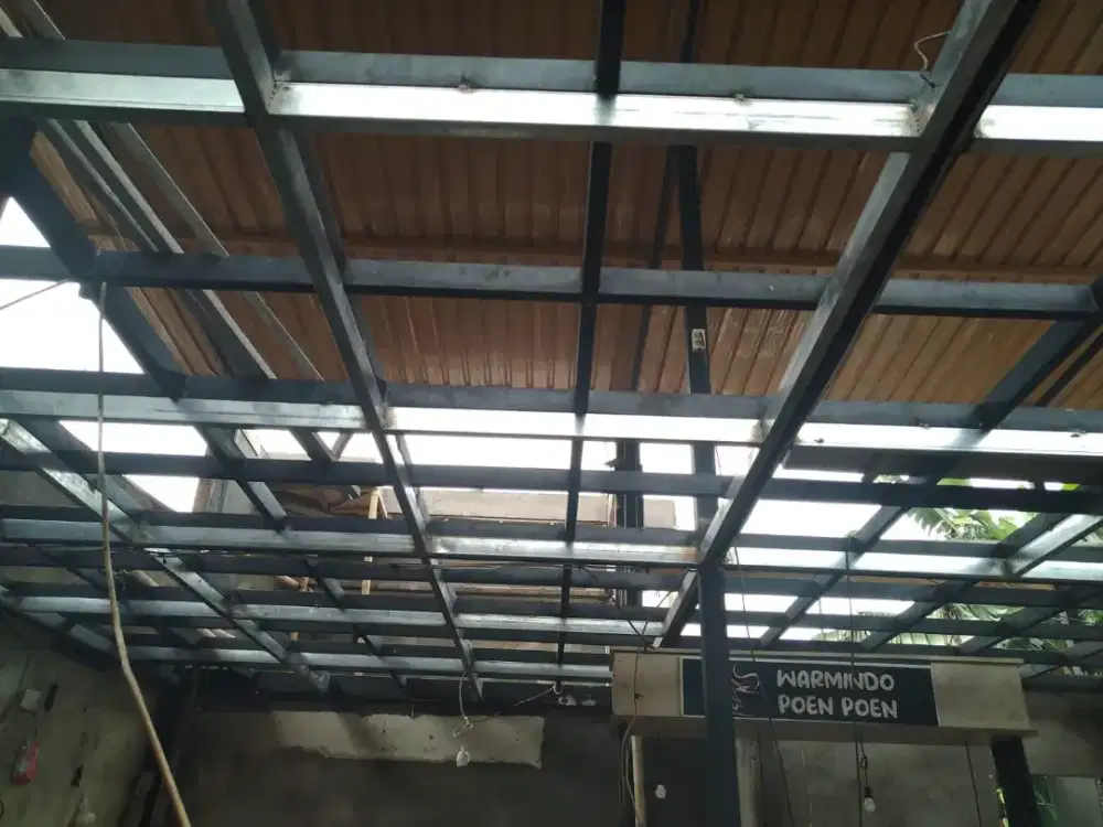 Mezzanine Lantai 2 multiplek plat bordes kalsifloor rangka besi