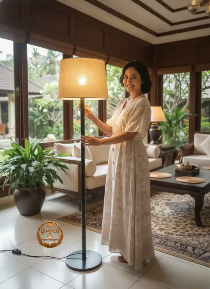 Lampu Lantai Minimalis Linen Standing Lamp