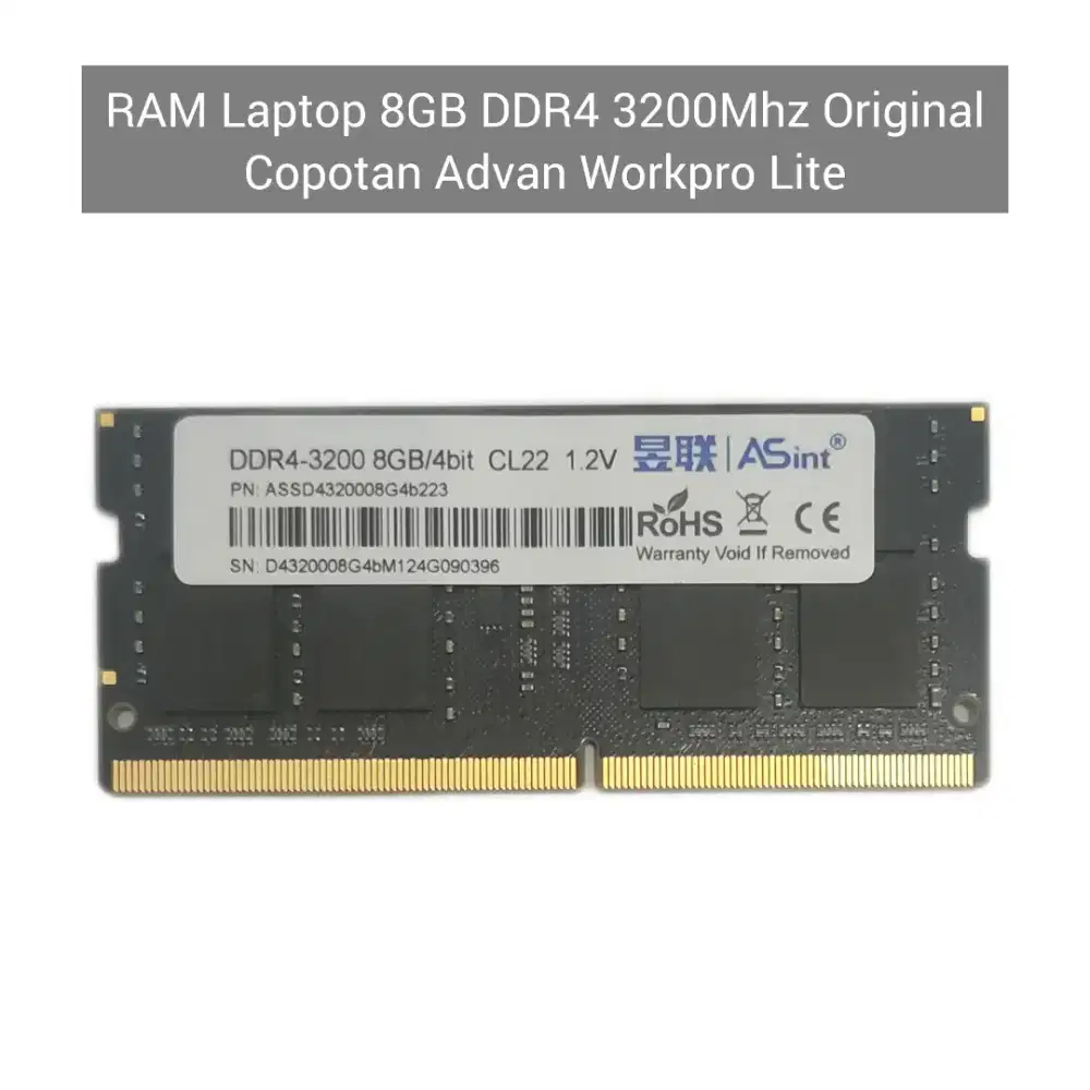 Memori RAM Laptop 8GB DDR4 3200MHz Original Copotan Laptop Advan