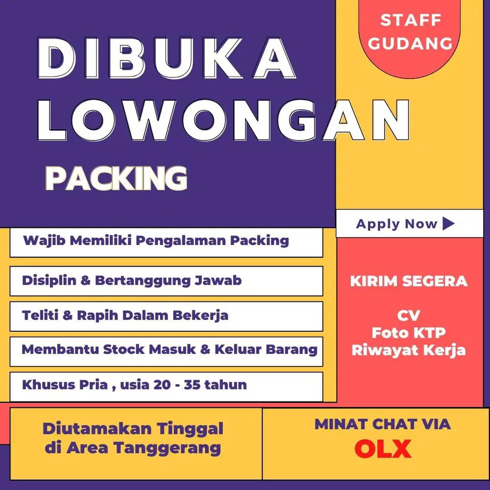 Lowongan staff untuk packing online