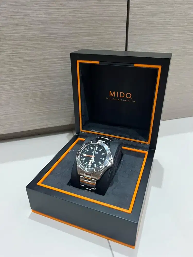 Jam Tangan Pria MIDO Ocean Star Men Black Dial Stainless Steel Strap