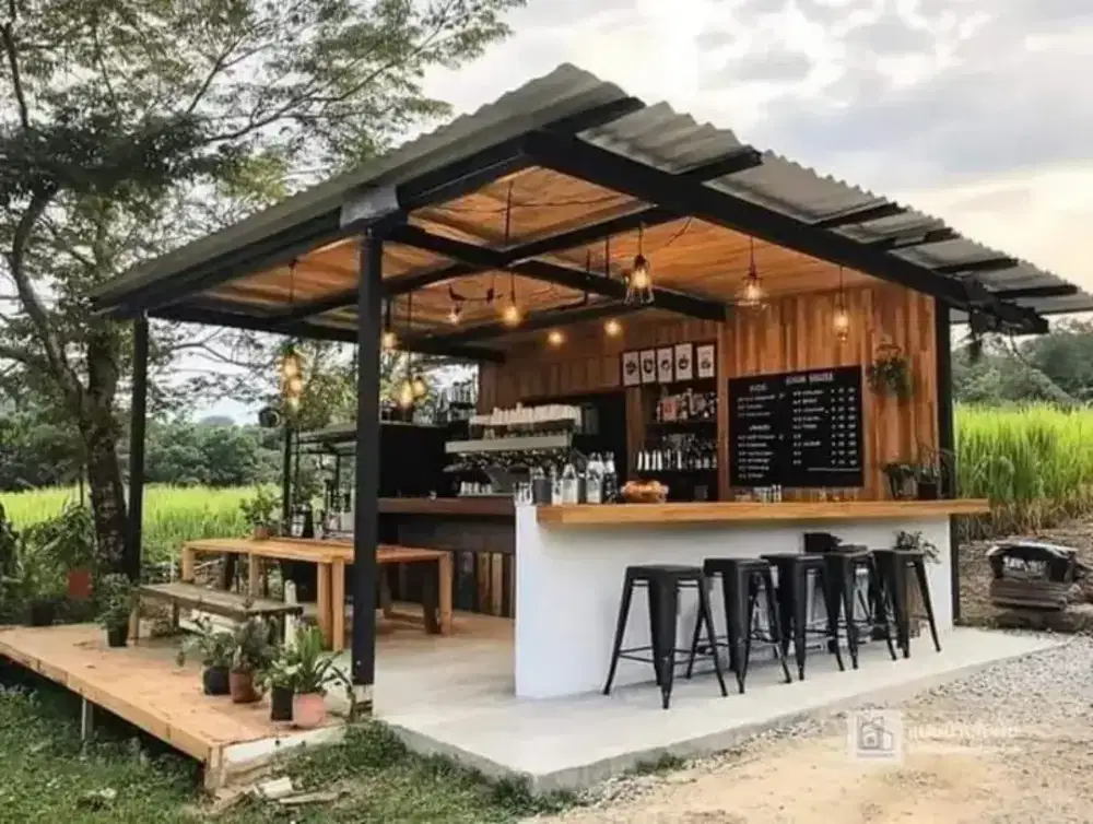 bikin interior furniture caffe rumahan atau angkringan