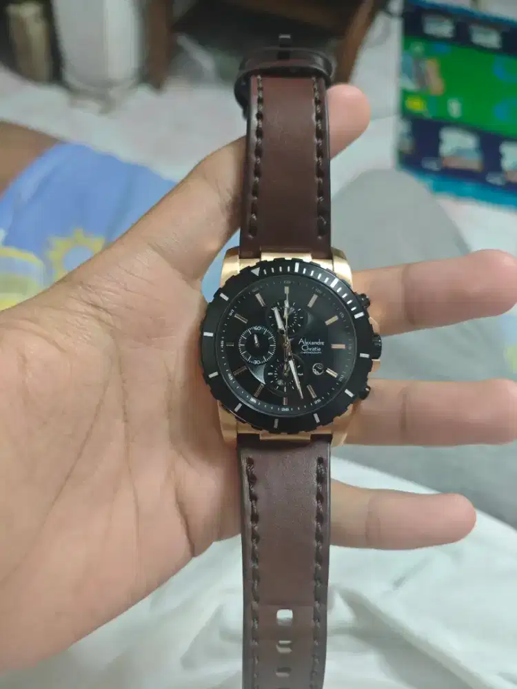 Jam Tangan Alexandre Christie ACF-6141-MCLBRBA Brown Leather Strap