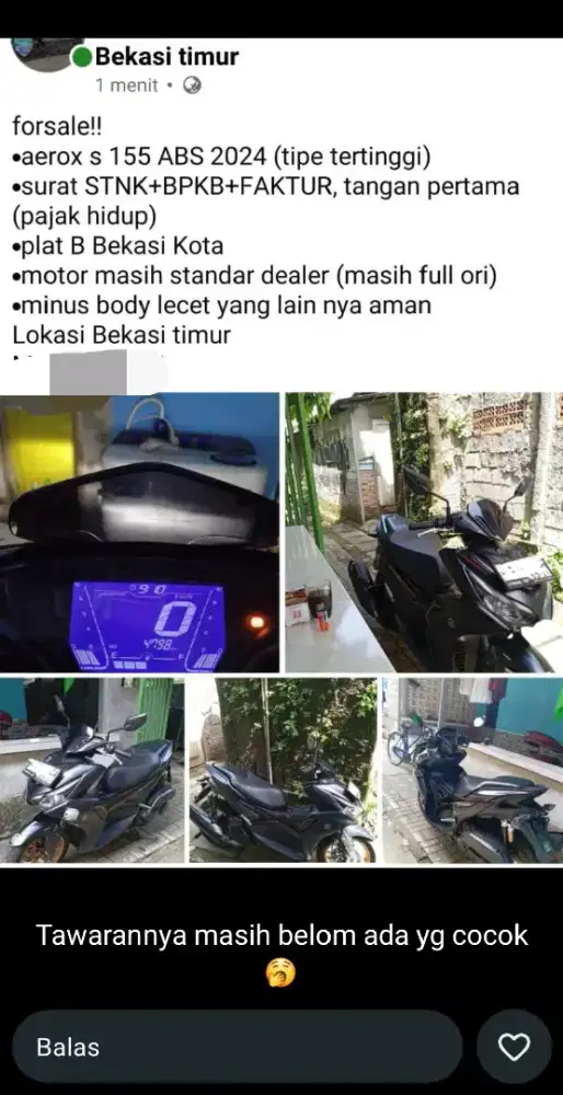 Jual motor aerox s 155 ABS 2024