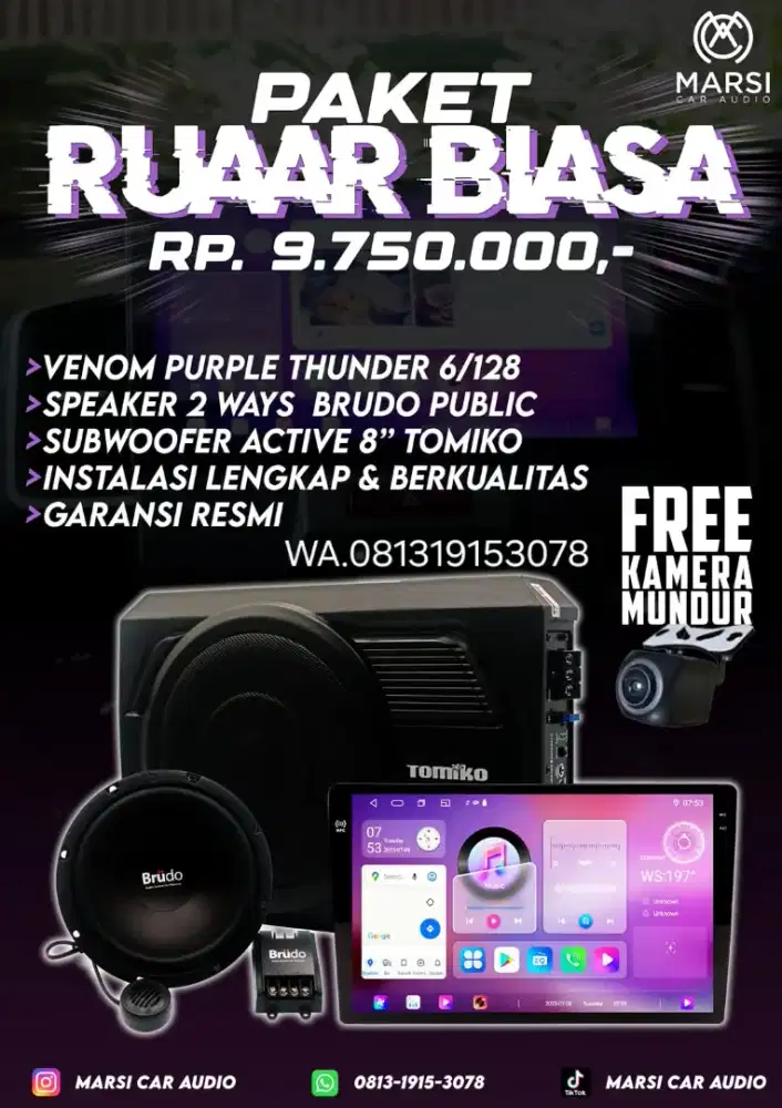 Paket head unit android venom dan audio SQ harian yg mantab