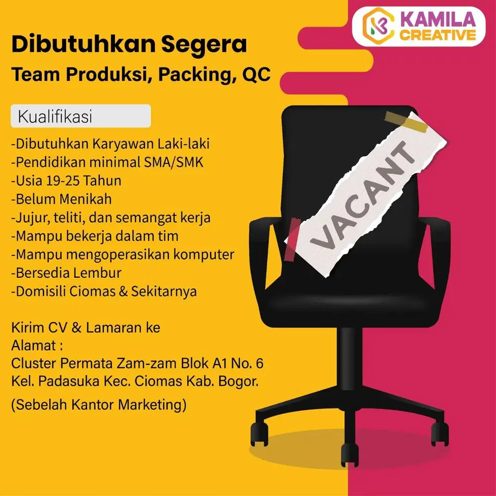 Team Produksi job packing,input, dan Pengecekan (QC)