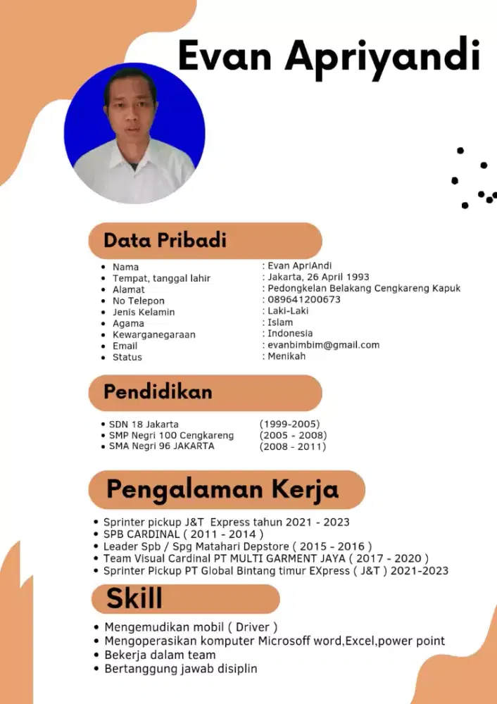 Siap bekerja  memiliki SIM A