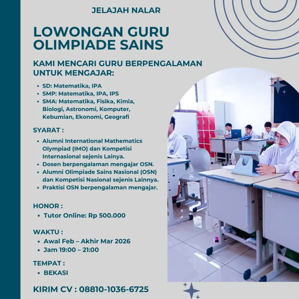 Lowongan Guru Olimpiade Sains