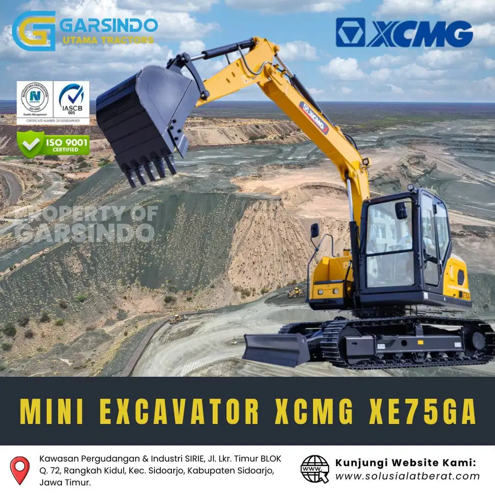 Mini Excavator XCMG XE75GA | Surabaya | Harga Terbaik Jawa Timur 2026