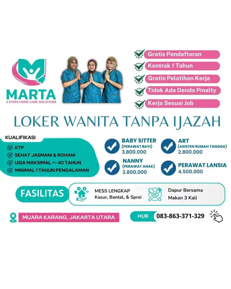 Loker Tanpa Ijazah ART, Baby Siiter, Nanny, Perawat Lansia