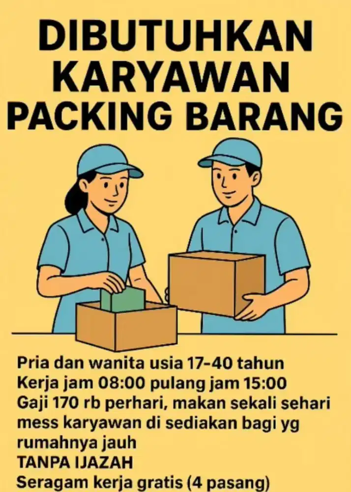 Dibutuhkan karyawan pecking barang