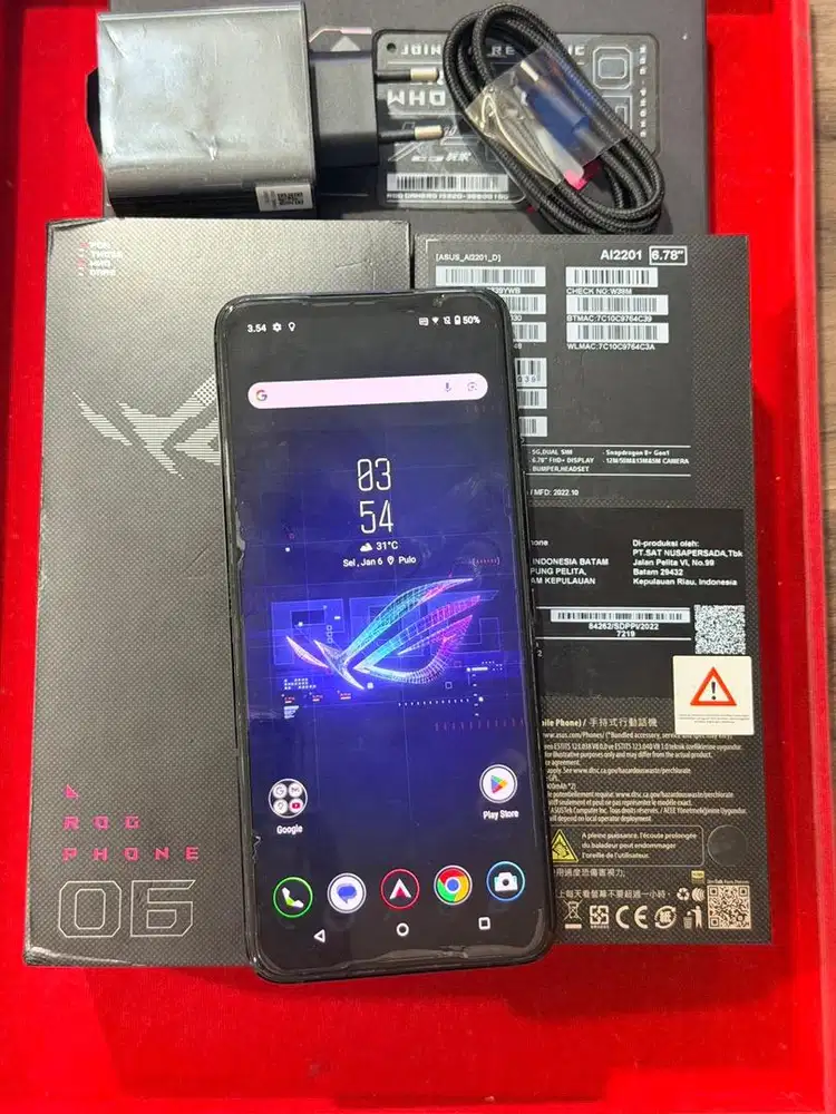 Asus Rog Phone 6 Black 5G 8/256GB Resmi TAM Lengkap