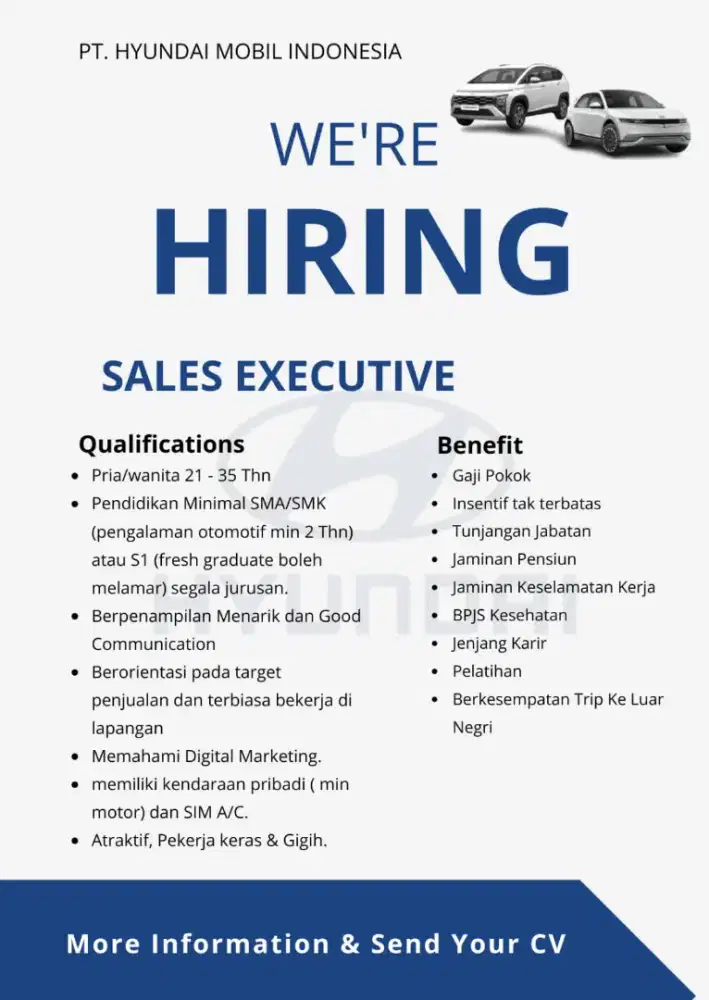 Dibutuhkan sales mobil hyundai