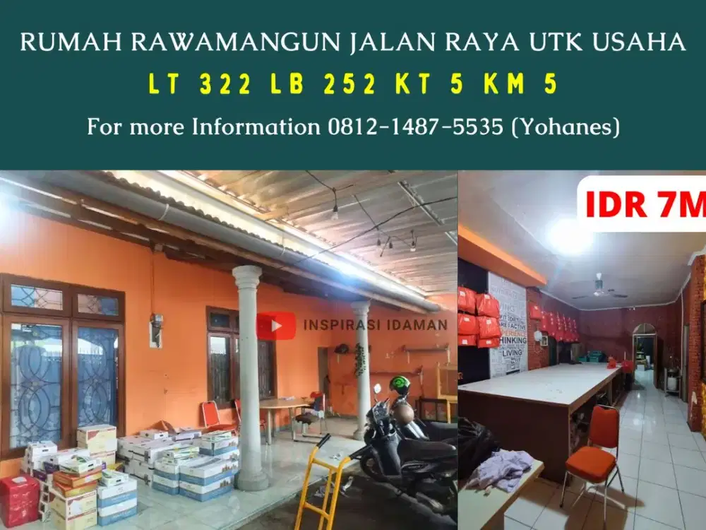 Rumah 322mtr Rawamangun jalan raya utk usaha