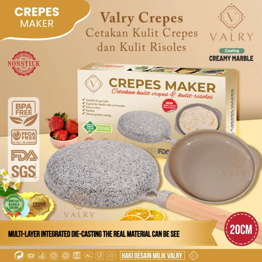 VALRY CREPE MAKER marble anti lengket include wadah adonan WAJAN KWALI
