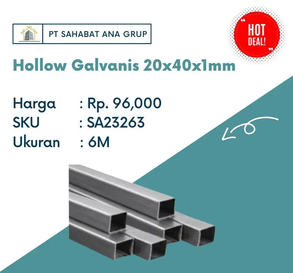 Hollow Galvanis 20x40x1mm