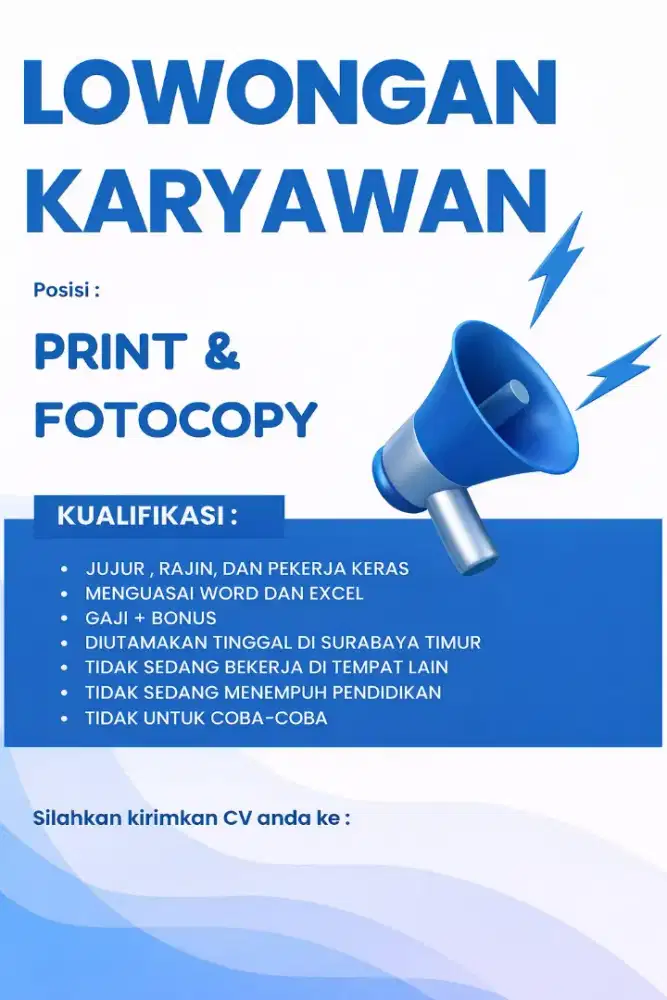 LOWONGAN STAFF PRINT & FOTOCOPY