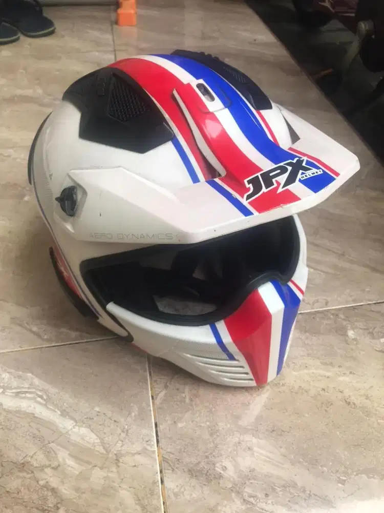 Jpx full face putih biru merah
