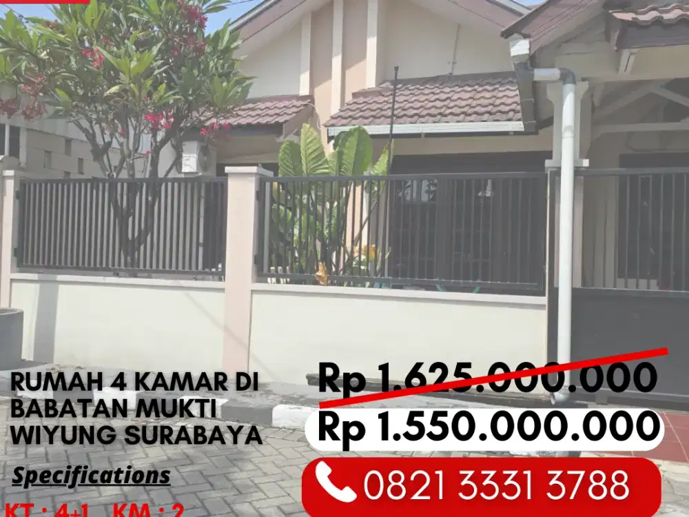 Rumah Cantik Siap Huni 4 Kamar Harga 1 Miliaran di Wiyung Surabaya
