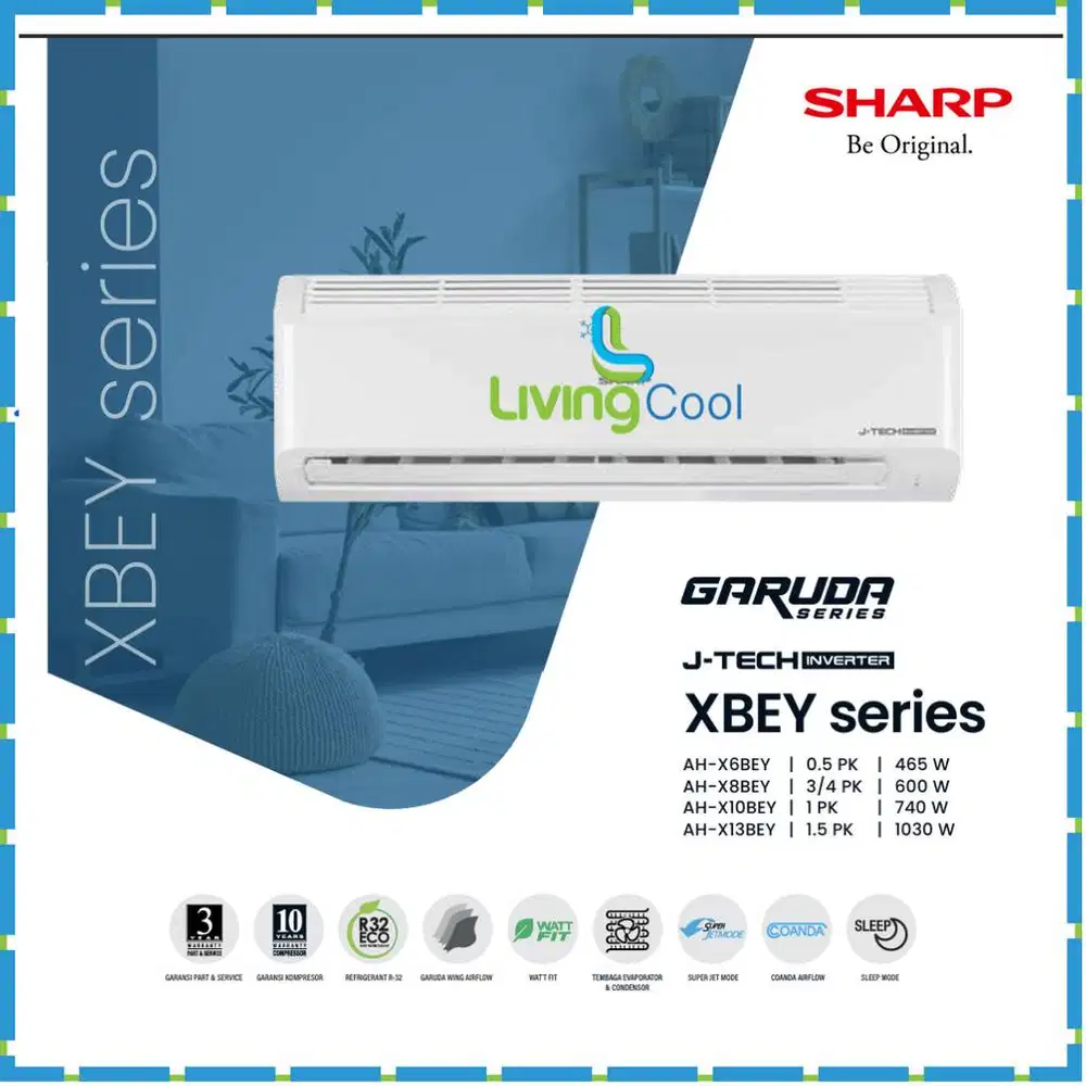 Sharp J-Tech Inverter 1 PK AH-X10BEY Garansi free kiriM KARAWANG