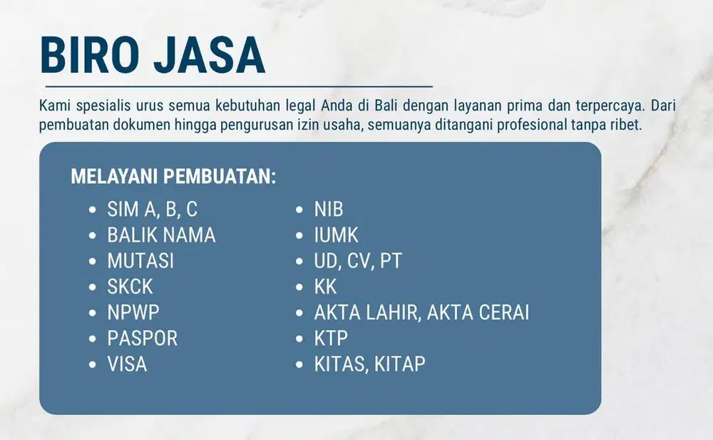 Membantu segala kebutuhan legal anda di Bali