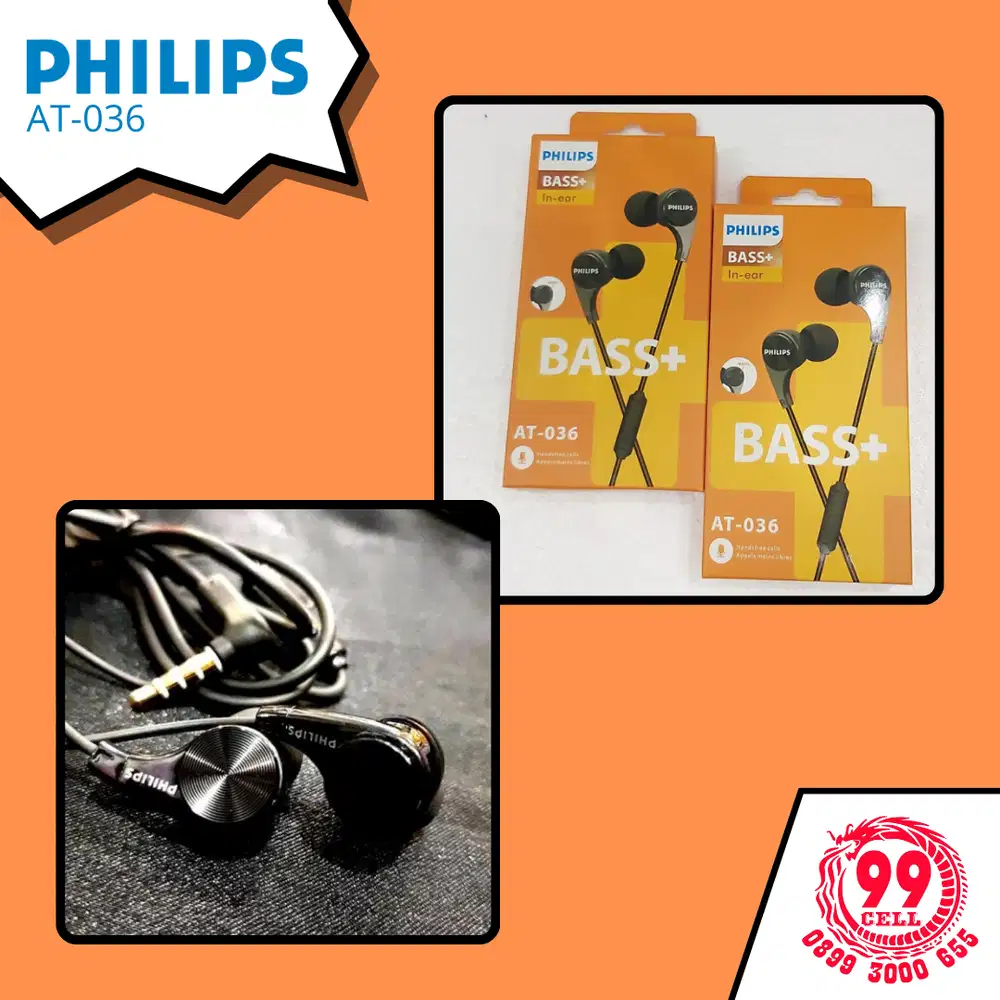 HEADSET EARPHONE PHILLIPS AT-036 SUPER BASS