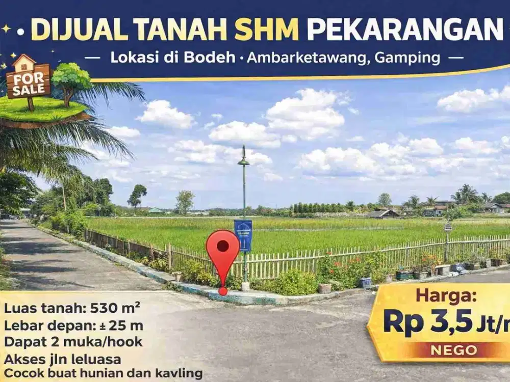 INVESTASI PANAS! TANAH SHM HOOK 530 m² DI AMBARKETAWANG
