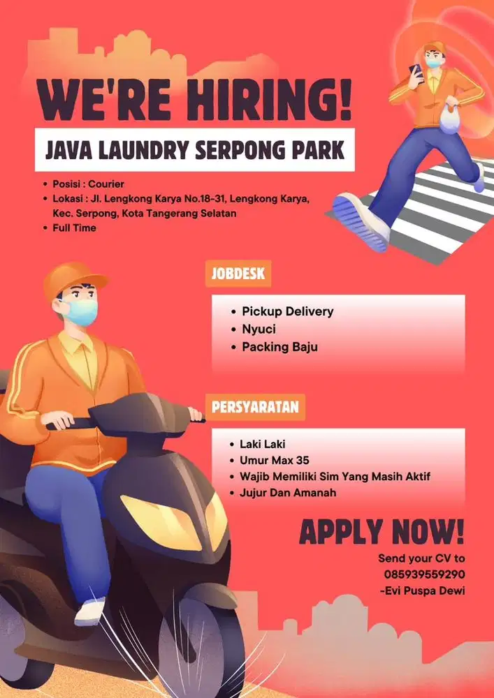 Dibutuhkan kurir dan tukang setrika
