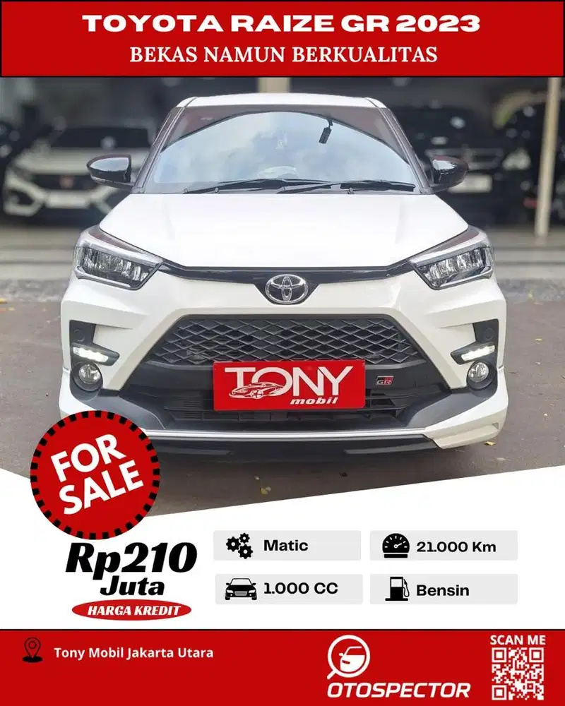 #Tony Mobil# Toyota Raize 1.0 GR AT 2023 Putih