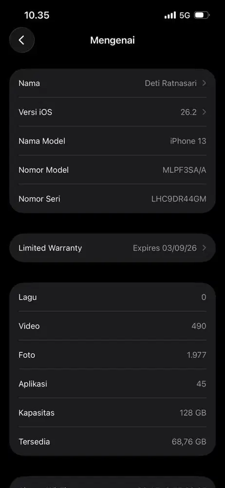 Sale iphone 13 128GB Ibox warna midnight