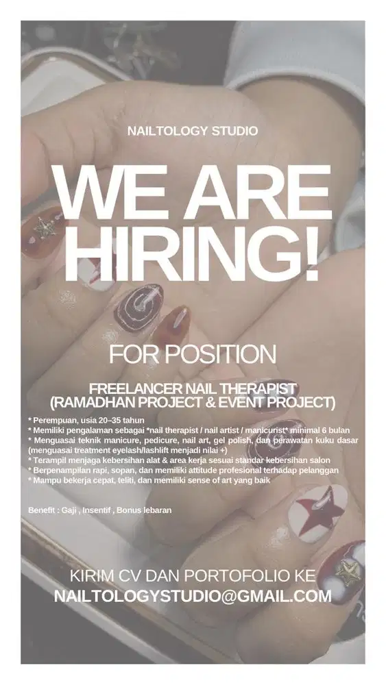 Lowongan Kerja Nail Therapist Freelance