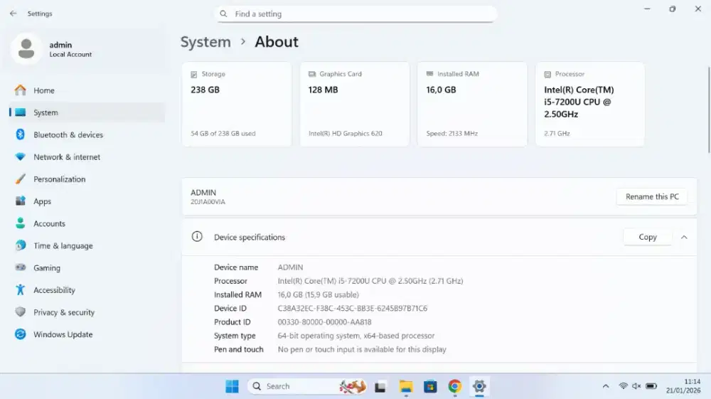 Lenovo ThinkPad 13 - Core i5 RAM 16GB SSD 256GB - Siap Pakai !!!