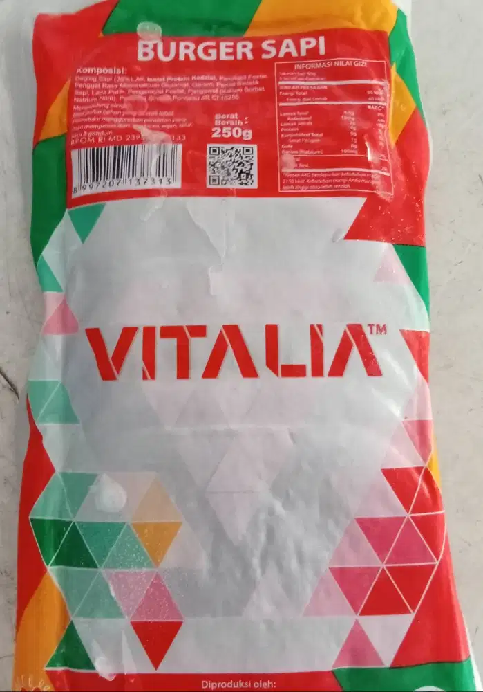Vitalia Burger Sapi 250 Gram Isi 10 Pcs