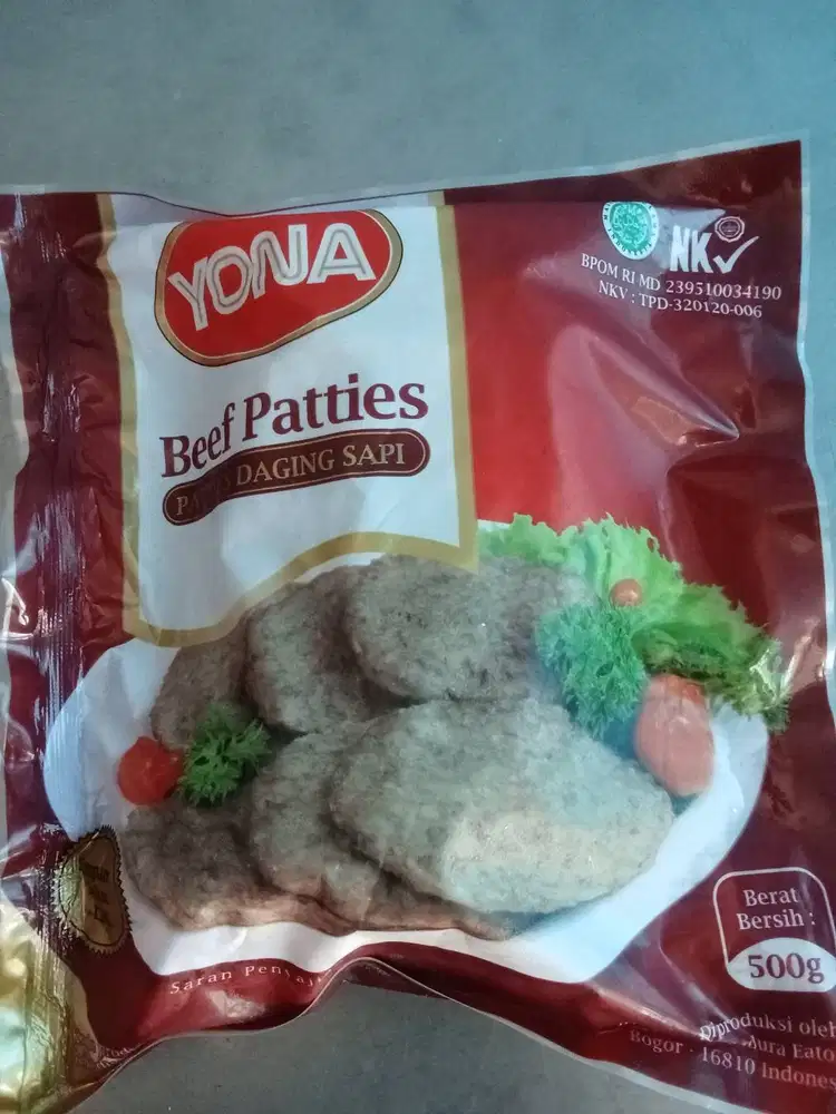 Yona Beef Patties 500 Gram Isi 15 Pcs