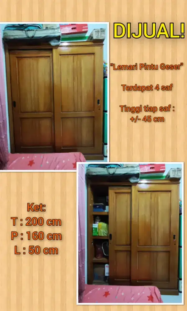 Lemari Kayu Pintu Geser Multifungsi