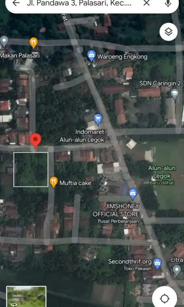 Dijual tanah kavling luas depan alun2 legok