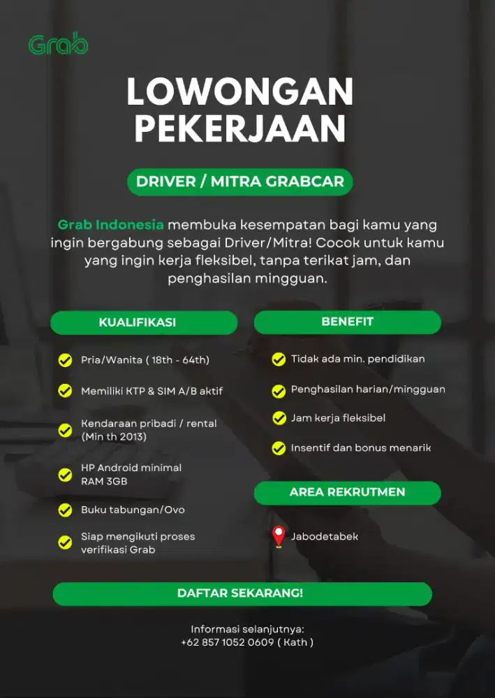 DRIVER GRABCAR JABODETABEK
