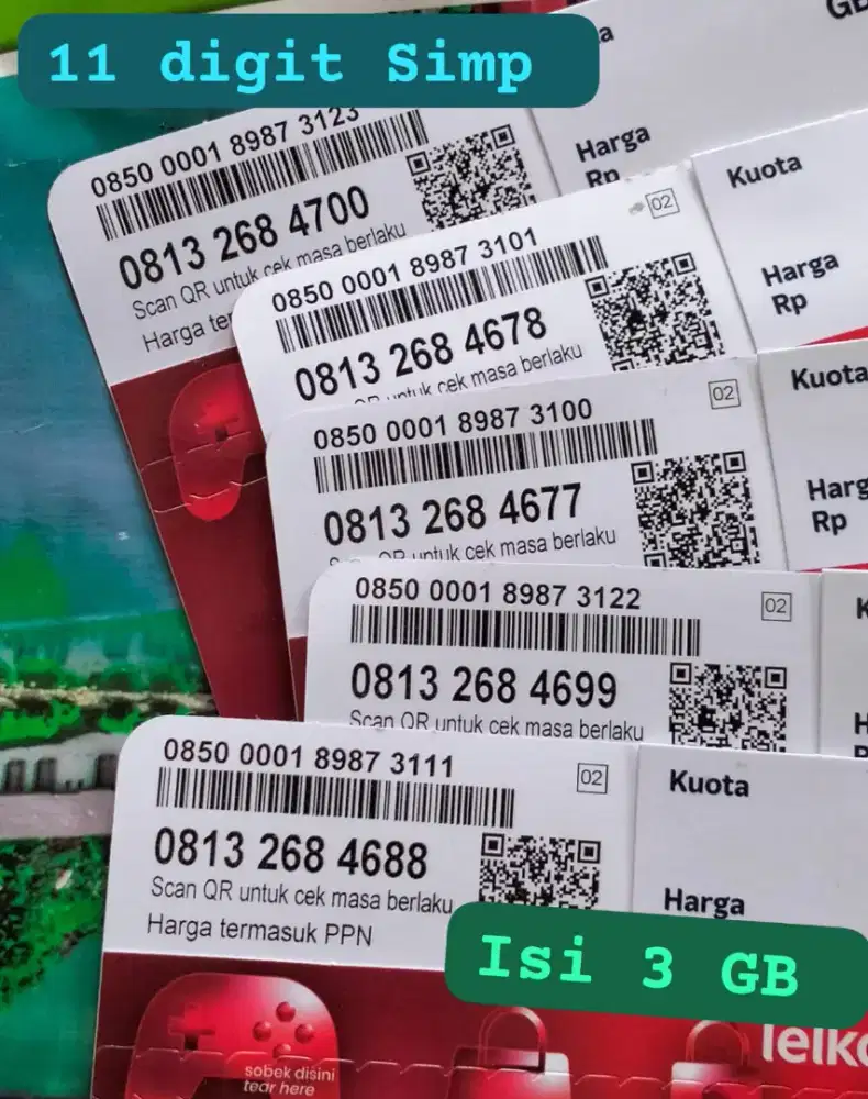 NOMOR CANTIK  SIMPATI ADA KUOTA 3 GB BERLAKU SATU  BULAN