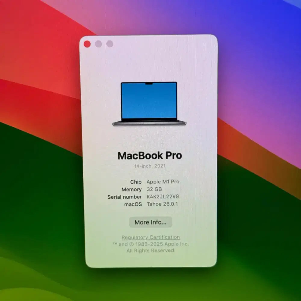 Macbook M1 pro 14 inch Ram 32 Ssd 512 Full set buat desain editing