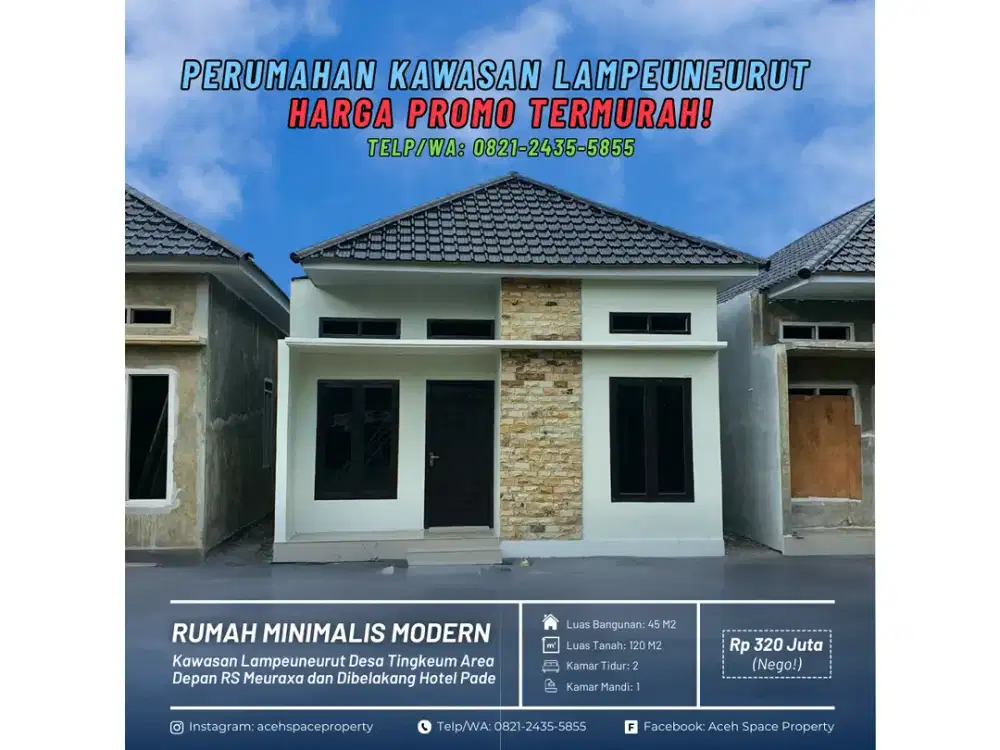 Dijual Rumah di Kawasan Lampeuneurut Desa Tingkeum - Area Dibelakang Hotel The Pade!