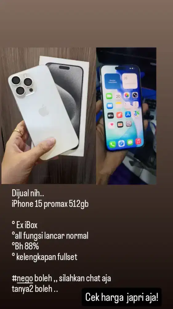Dijual iPhone 15 promax 512gb IBOX..BU