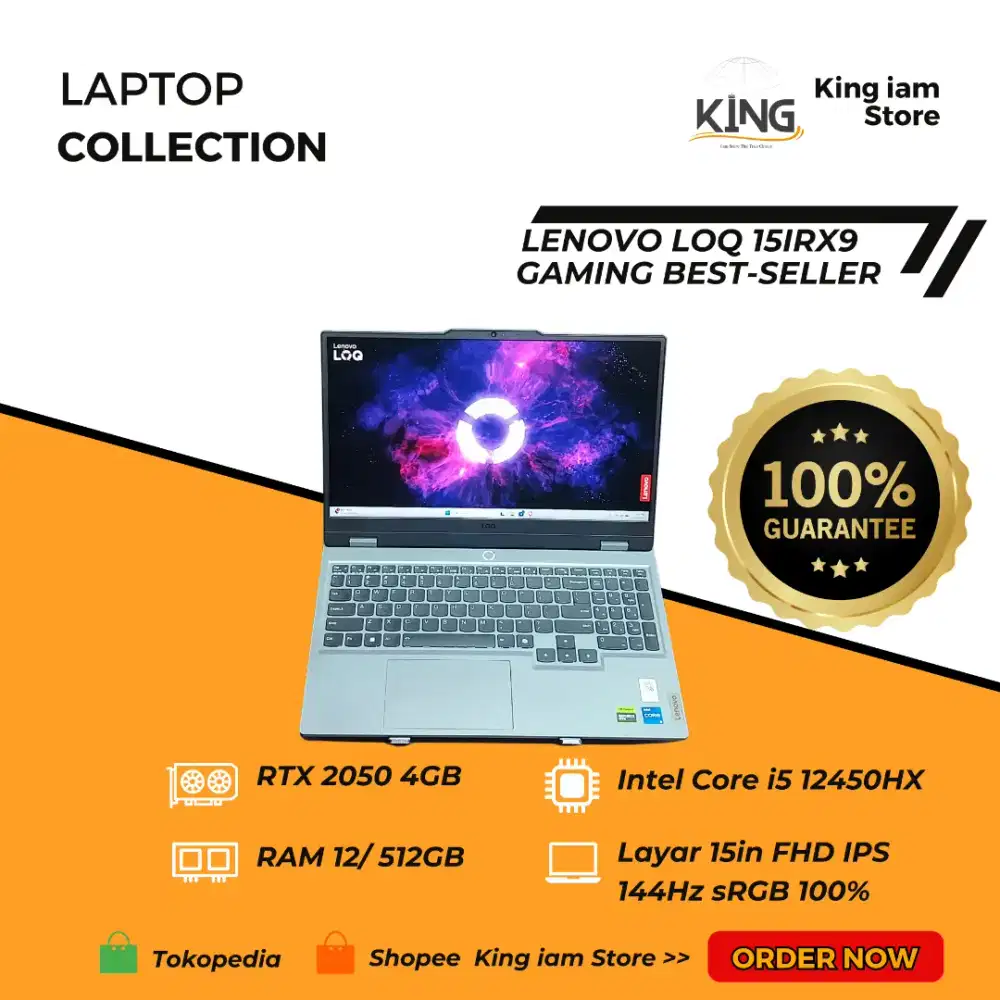 LOQ 15IRX9  i5 12450HX 12GB 512GB RTX 2050 LAYAR 144Hz | LAPTOP GAMING