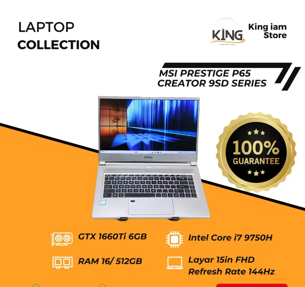 MSI Prestige P65 Creator 9SD i7 9750H GTX 1660Ti 16GB 512GB FHD 144Hz