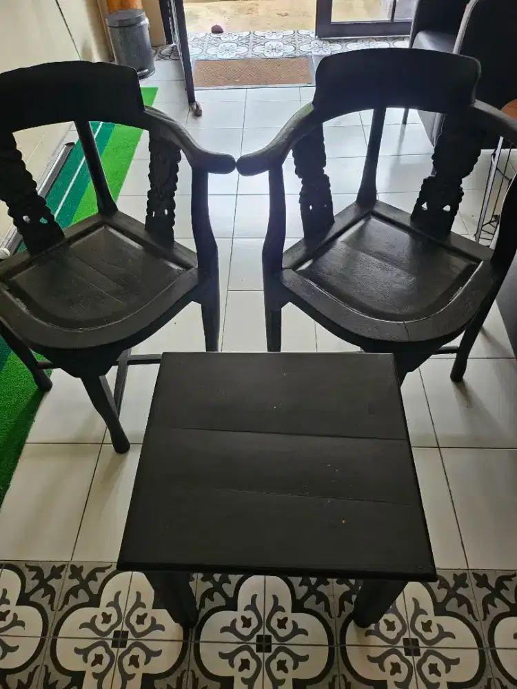 1 set kayu jati warna hitam dop