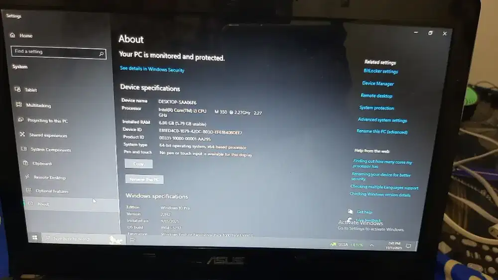 Laptop asus murah 1,3 AF2F ,ram 6 hdd 500 gb