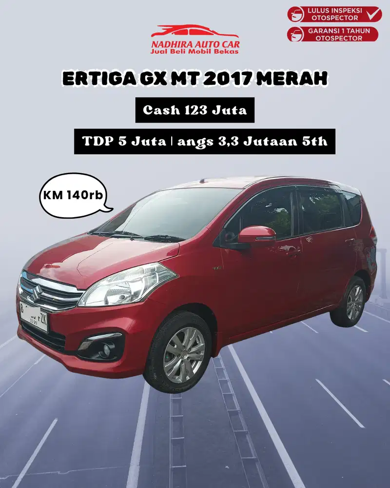 DP Mobil Cuma 5 Juta Ertiga GX MT 2017 Merah