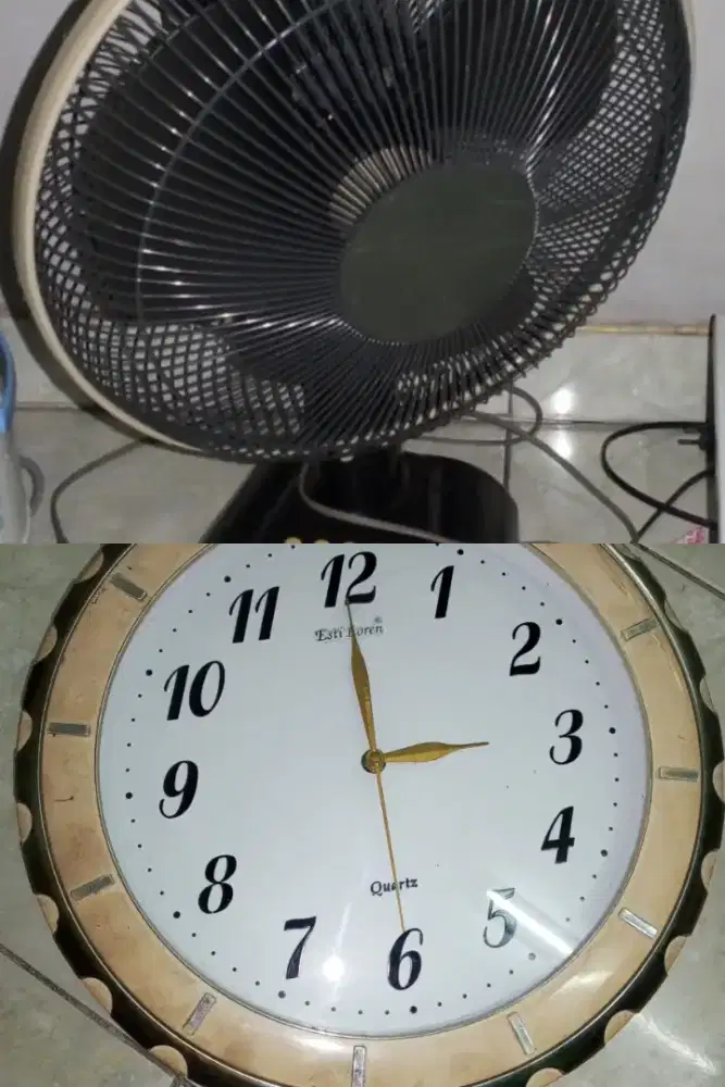 Jam dinding Esti loren + kipas cosmos 2brg normal Rp.150rb