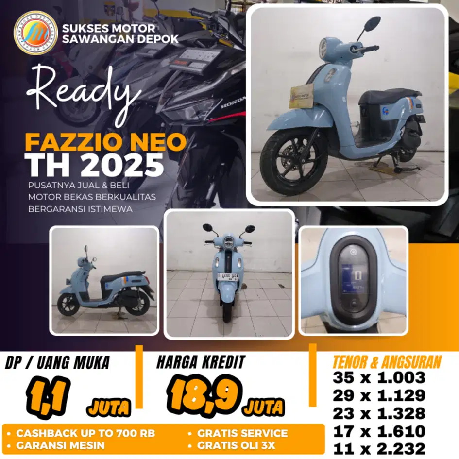 MULUS BERGARANSI YAMAHA FAZZIO NEO TH 2025 BISA CASH KREDIT DP MURAH