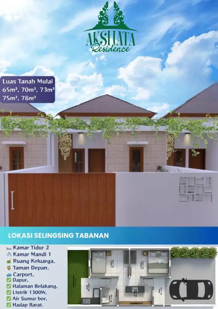 Dijual Rumah Baru Dekat Pusat Kota Tabanan