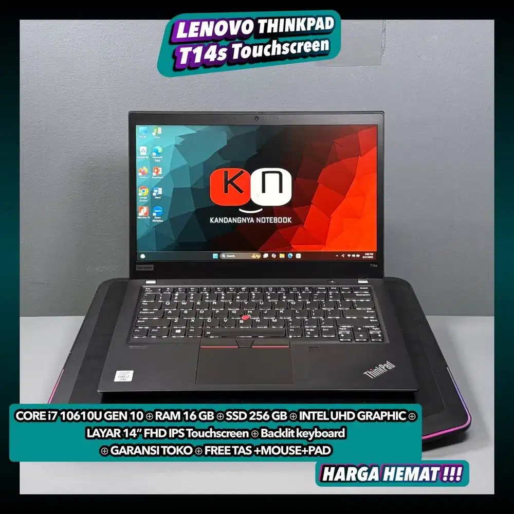 Lenovo Thinkpad T14s Touuch i7 10610U Ram 16/512GB Layar 14inch